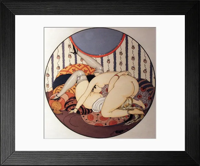Framed Print : Deutsch: Serie von Aquarellen, die 1925 unter dem Titel „Les Délassements d'Èros” in „Erotopolis” (Paris) erschienen Framed Print : Deutsch: Serie von Aquarellen, die 1925 unter dem Titel „Les Délassements d'Èros” in „Erotopolis” (Paris) erschienen