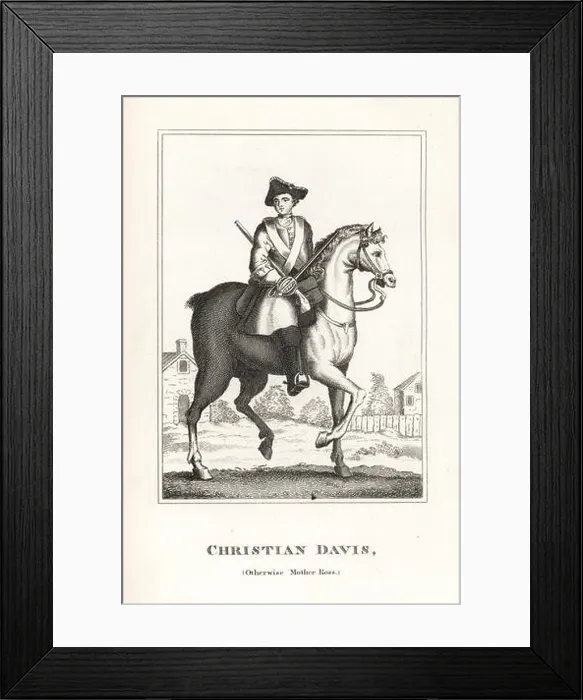 Framed Print : Christian Davis, alias Mother Ross, enlisted as a man named Christopher Welsh, and fought duels and battles. Died 1739 Framed Print : Christian Davis, alias Mother Ross, enlisted as a man named Christopher Welsh, and fought duels and battles. Died 1739