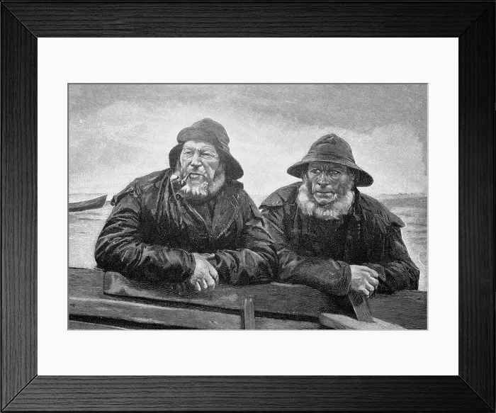 Framed Print : Feierabend, two fishermen after returning to port, France, 1890 / Feierabend, zwei Fischer nach der Rückkehr in den Hafen, Frankreich, 1890 Framed Print : Feierabend, two fishermen after returning to port, France, 1890 / Feierabend, zwei Fischer nach der Rückkehr in den Hafen, Frankreich, 1890