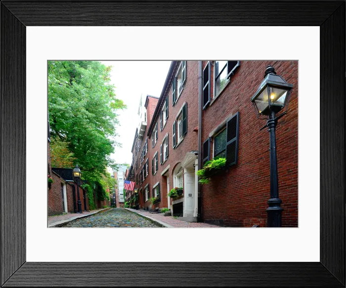 Framed Print : Historic Acorn Street on Beacon Hill in downtown Boston Massachusetts MA Framed Print : Historic Acorn Street on Beacon Hill in downtown Boston Massachusetts MA