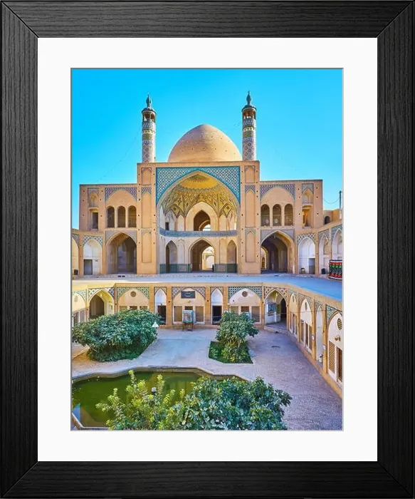 Framed Print : KASHAN, IRAN - OCTOBER 22, 2017: Agha Bozorg Islamic complex include the mosque, hussainiya, madrasah and the garden, on October 22 in Kashan Framed Print : KASHAN, IRAN - OCTOBER 22, 2017: Agha Bozorg Islamic complex include the mosque, hussainiya, madrasah and the garden, on October 22 in Kashan