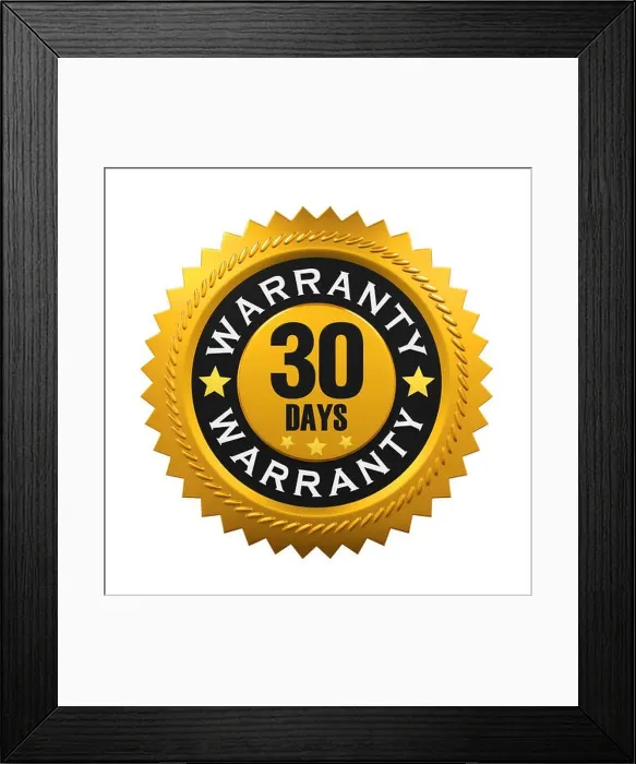 Framed Print : 30 Days Warranty Sign Framed Print : 30 Days Warranty Sign