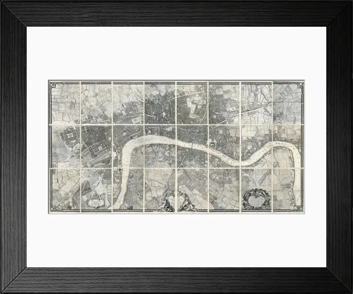 Framed Print : John Rocque's map of London and Westminster, 1746, all sheets Framed Print : John Rocque's map of London and Westminster, 1746, all sheets