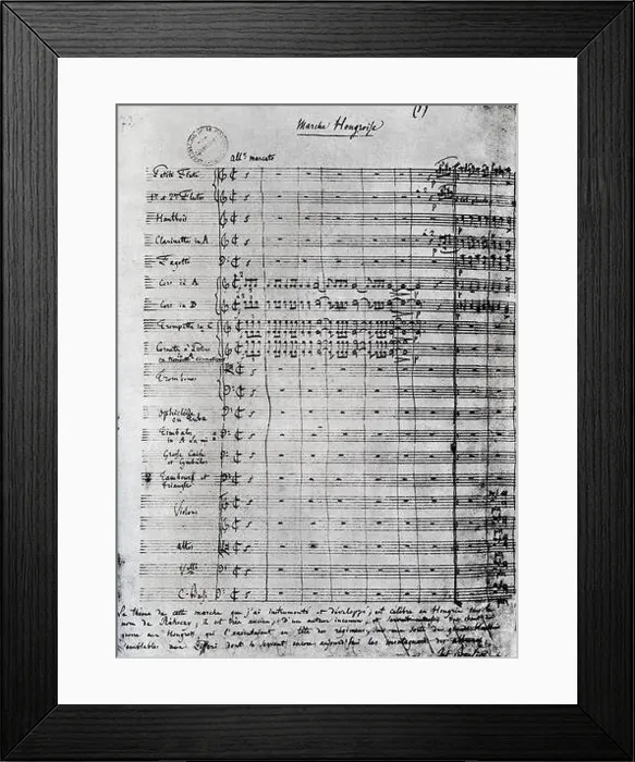 Framed Print : La damnation de Faust by Hector Berlioz. Autographed page of score for La marche hongroise (Hungarian March) Framed Print : La damnation de Faust by Hector Berlioz. Autographed page of score for La marche hongroise (Hungarian March)