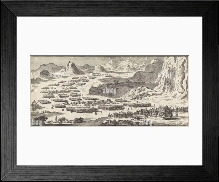 Framed Print : Army march of the twelve tribes of Israel with the Tabernacle, print maker: Jan Luyken, Amsterdam, 1705, paper, etching, h 140 mm × w 310 mm Framed Print : Army march of the twelve tribes of Israel with the Tabernacle, print maker: Jan Luyken, Amsterdam, 1705, paper, etching, h 140 mm × w 310 mm