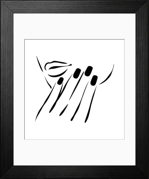 Framed Print : Vector hand drawn illustration of manicure and nail polish on woman hands Framed Print : Vector hand drawn illustration of manicure and nail polish on woman hands