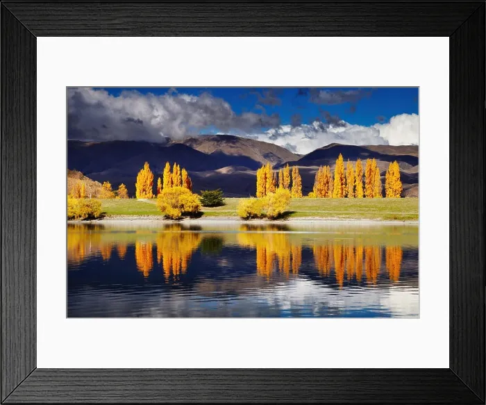 Framed Print : Mountain landscape in autumn colors, Lake Benmore, New Zealand Framed Print : Mountain landscape in autumn colors, Lake Benmore, New Zealand