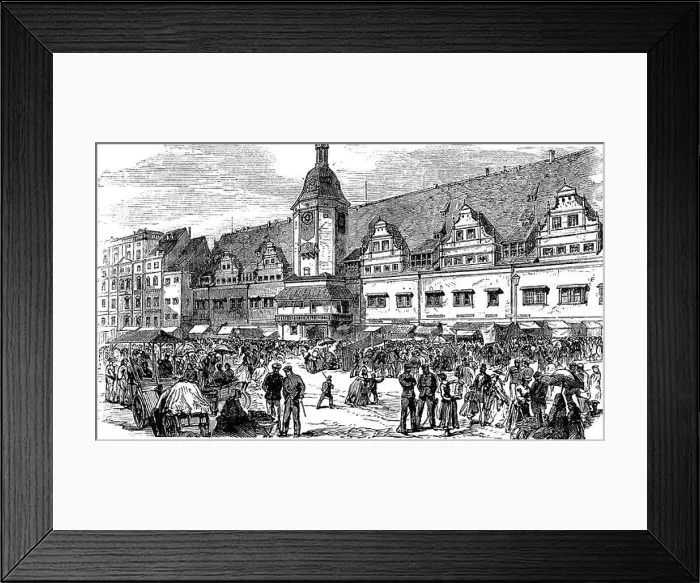 Framed Print : City Hall and market place in Leipzig, Germany, vintage engraved illustration. Trousset encyclopedia (1886 - 1891) Framed Print : City Hall and market place in Leipzig, Germany, vintage engraved illustration. Trousset encyclopedia (1886 - 1891)