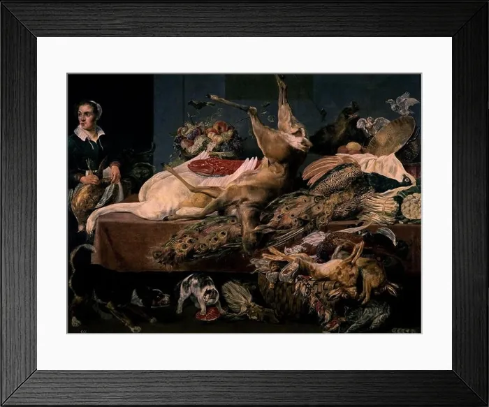 Framed Print : La cocinera en la despensa, 17th century, Oil on canvas, 188 x 254 cm, P01765. Author: Frans Snyders (1579-1657) (workshop) Framed Print : La cocinera en la despensa, 17th century, Oil on canvas, 188 x 254 cm, P01765. Author: Frans Snyders (1579-1657) (workshop)