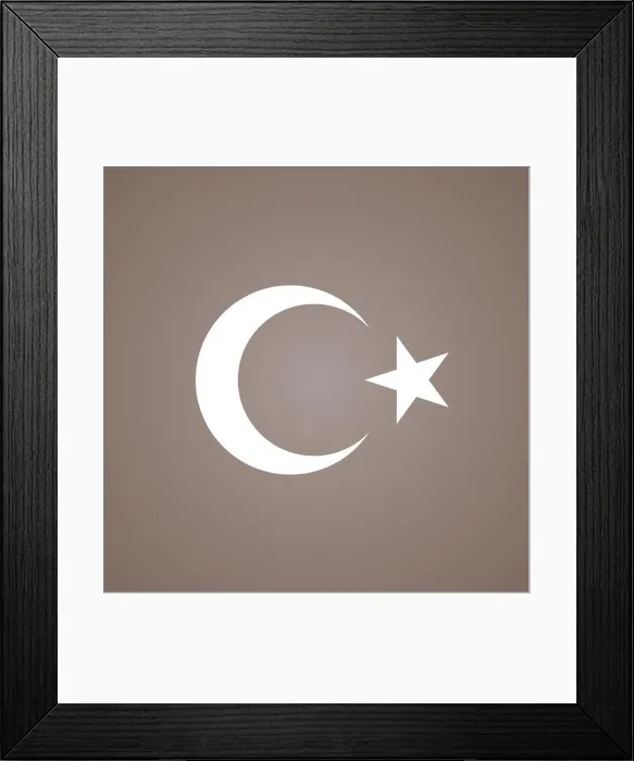 Framed Print : white star and crescent - symbol from the flag of Turkey Framed Print : white star and crescent - symbol from the flag of Turkey