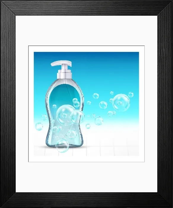 Framed Print : Liquid Soap Creative Promotional Poster Vector Framed Print : Liquid Soap Creative Promotional Poster Vector