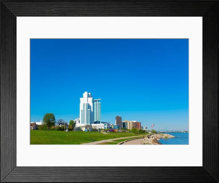 Framed Print : Windsor skyline of Canada, on border with US Framed Print : Windsor skyline of Canada, on border with US