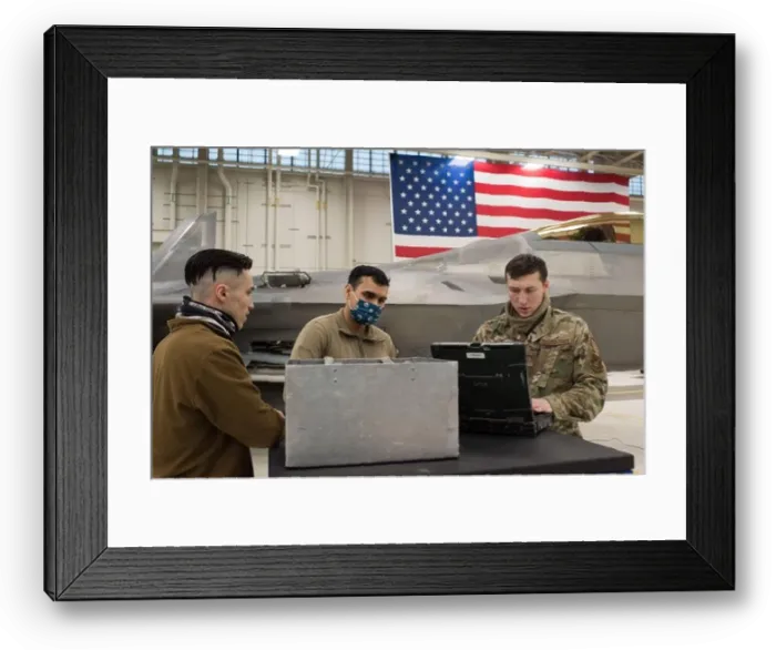 Framed Print : From left to right, U.S. Air Force Senior Airmen Tyelor Henderson, Christian Cortez, and Staff Sgt Framed Print : From left to right, U.S. Air Force Senior Airmen Tyelor Henderson, Christian Cortez, and Staff Sgt