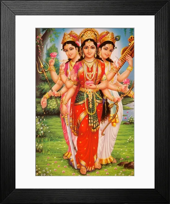Framed Print : Picture of Hindu goddesses Parvati, Lakshmi and Saraswati, India, Asia Framed Print : Picture of Hindu goddesses Parvati, Lakshmi and Saraswati, India, Asia