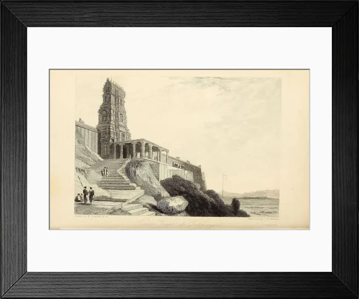 Framed Print : Hindoo [Hindu] Temple At Tritchengur [Tiruchendur is a panchayat town located in the southern tip of India