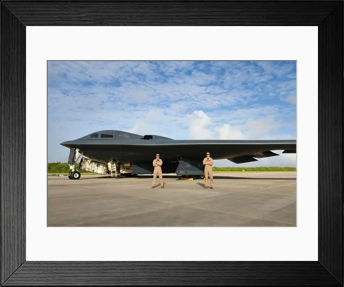 Framed Print : Two U.S. Air Force B-2 Spirit Stealth Bomber pilots pose with the Spirit of Ohio, an aircraft named after their home state Framed Print : Two U.S. Air Force B-2 Spirit Stealth Bomber pilots pose with the Spirit of Ohio, an aircraft named after their home state