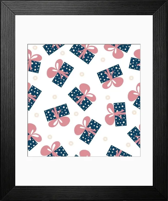 Framed Print : Seamless pattern with gift box.Perfect for wrapping paper and fabric. Vector illustration design elements. Vector design for postcard, packaging Framed Print : Seamless pattern with gift box.Perfect for wrapping paper and fabric. Vector illustration design elements. Vector design for postcard, packaging