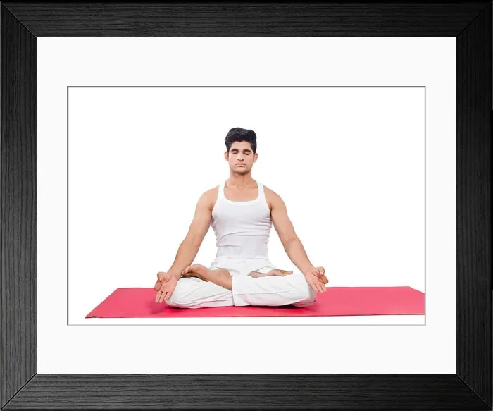 Framed Print : 1 indian Adult Man Yoga Padmasana Framed Print : 1 indian Adult Man Yoga Padmasana