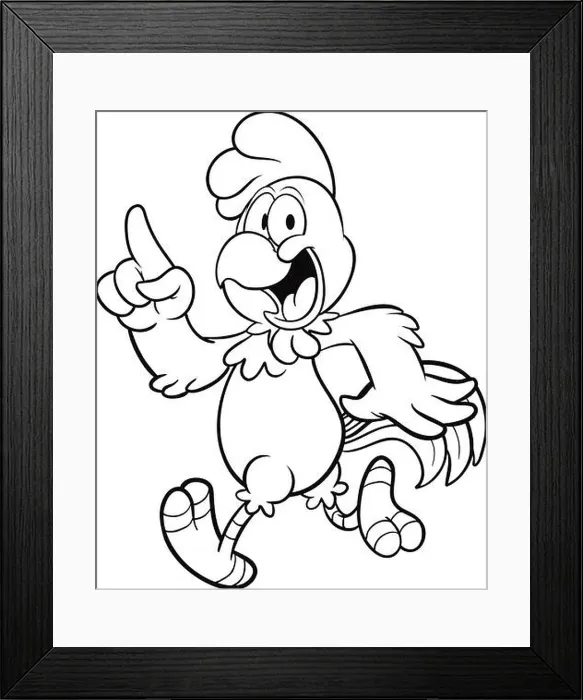 Framed Print : Cute Cartoon rooster coloring page for kids Framed Print : Cute Cartoon rooster coloring page for kids