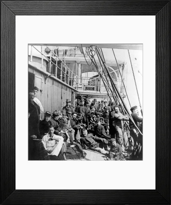 Framed Print : Emigrants to the USA on the lower deck of a ship at sea, c.1890 Framed Print : Emigrants to the USA on the lower deck of a ship at sea, c.1890