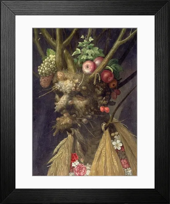 Framed Print : Giuseppe Arcimboldo - Four Seasons in One Head - c. 1590 Framed Print : Giuseppe Arcimboldo - Four Seasons in One Head - c. 1590
