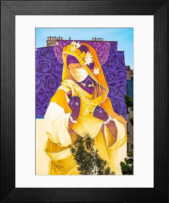 Framed Print : France, Paris, 13th arrondissement, Street Art, the metro line 6 in front of the artist's work La Madre Secular © Inti Framed Print : France, Paris, 13th arrondissement, Street Art, the metro line 6 in front of the artist's work La Madre Secular © Inti