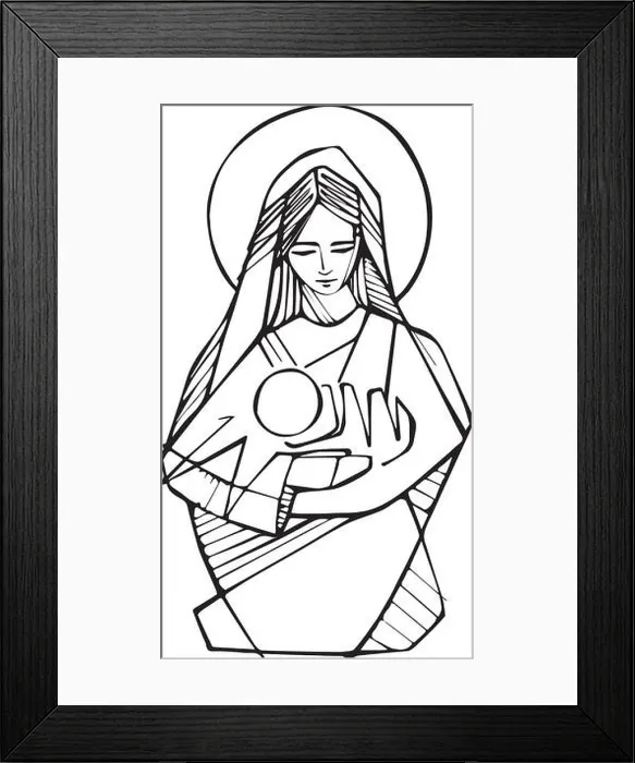Framed Print : Hand drawn illustration or drawing of Virgin Mary with baby Jesus Christ Framed Print : Hand drawn illustration or drawing of Virgin Mary with baby Jesus Christ