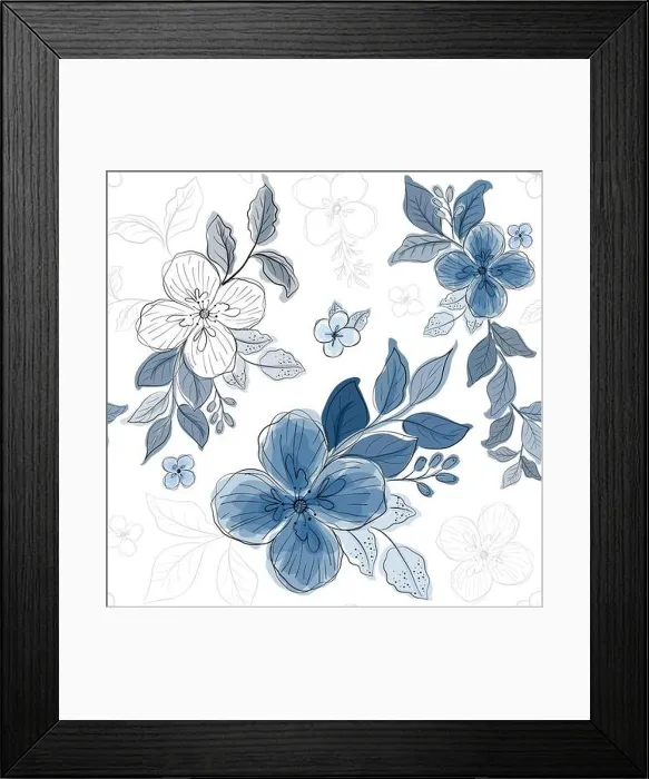 Framed Print : Seamless pattern with beautiful blue floral watercolor style on white background. The other 2 color swatches included Framed Print : Seamless pattern with beautiful blue floral watercolor style on white background. The other 2 color swatches included