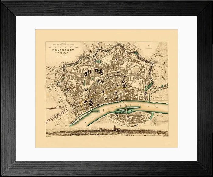 Framed Print : Map Of Frankfurt 1730 Framed Print : Map Of Frankfurt 1730