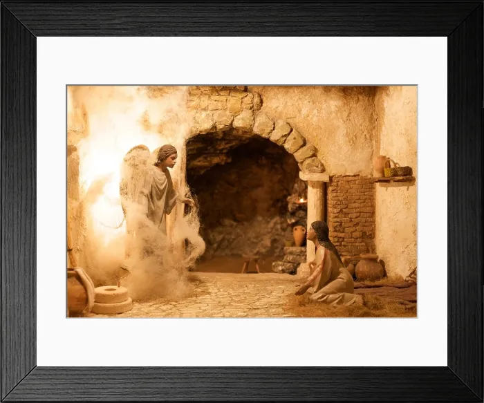 Framed Print : diorama of evangelic scene: the archangel annunciation at Mary Framed Print : diorama of evangelic scene: the archangel annunciation at Mary