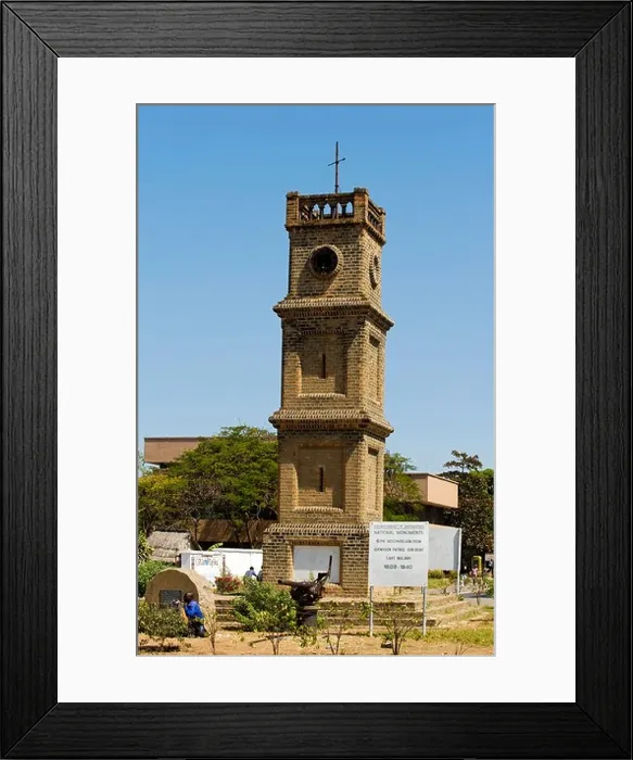 Framed Print : Malawi, Mangochi. Queen Victoria Clocktower, built in 1903, is a prominent landmark Framed Print : Malawi, Mangochi. Queen Victoria Clocktower, built in 1903, is a prominent landmark