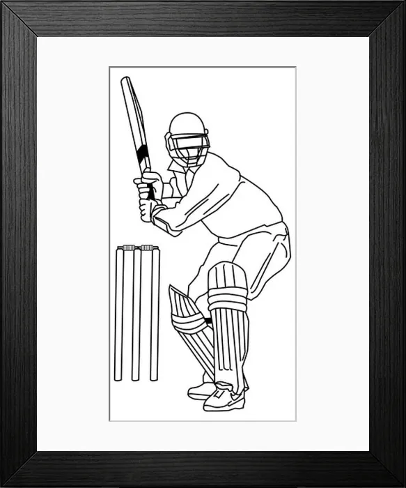 Framed Print : Batsman - Line illustration for Cricket Batsman Framed Print : Batsman - Line illustration for Cricket Batsman