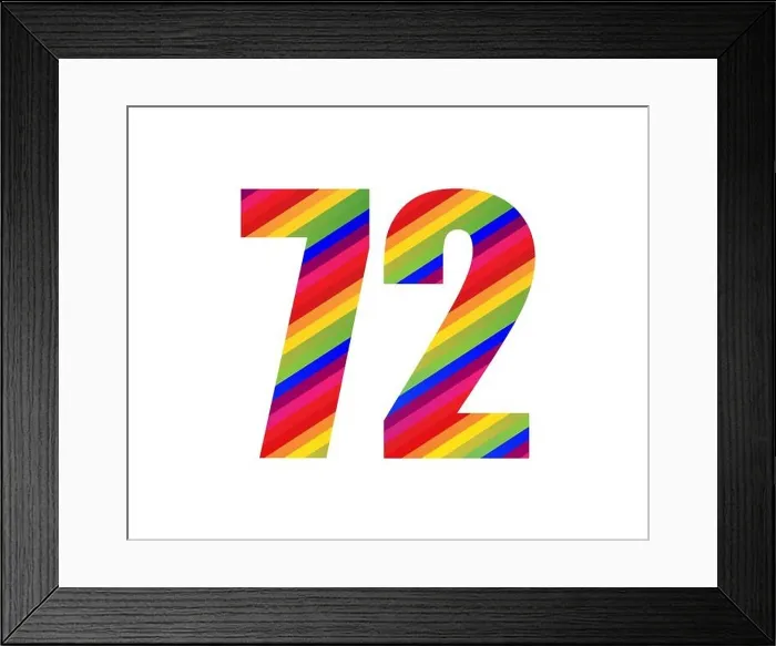 Framed Print : 72 Number Rainbow Style Numeral Digit. Colorful Seventy Two Number Vector Illustration Design Isolated on White Background Framed Print : 72 Number Rainbow Style Numeral Digit. Colorful Seventy Two Number Vector Illustration Design Isolated on White Background