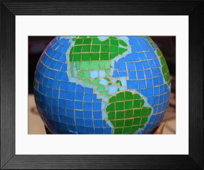 Framed Print : Tile mosaic Globe Framed Print : Tile mosaic Globe
