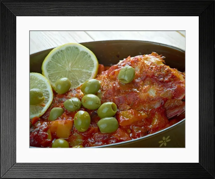 Framed Print : Huachinango a la Veracruzana - Veracruz-Style Red Snapper classic fish dish from Veracruz, Mexico Framed Print : Huachinango a la Veracruzana - Veracruz-Style Red Snapper classic fish dish from Veracruz, Mexico