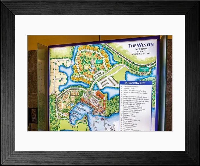 Framed Print : Cape Coral Florida, Westin Cape Coral Resort at Marina Village, map, directory, location, visitors travel traveling tour tourist tourism landmark landmarks Framed Print : Cape Coral Florida, Westin Cape Coral Resort at Marina Village, map, directory, location, visitors travel traveling tour tourist tourism landmark landmarks