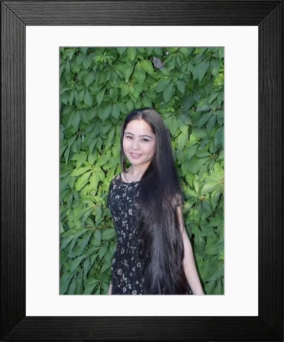 Framed Print : beautiful young woman from Uzbekistan with very long black hair