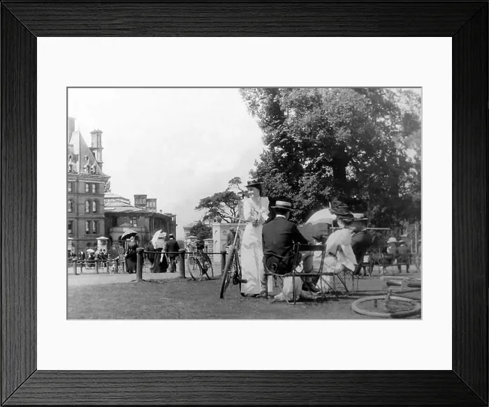 Framed Print : Cyclists in Richmond Park, London, Victorian period Framed Print : Cyclists in Richmond Park, London, Victorian period
