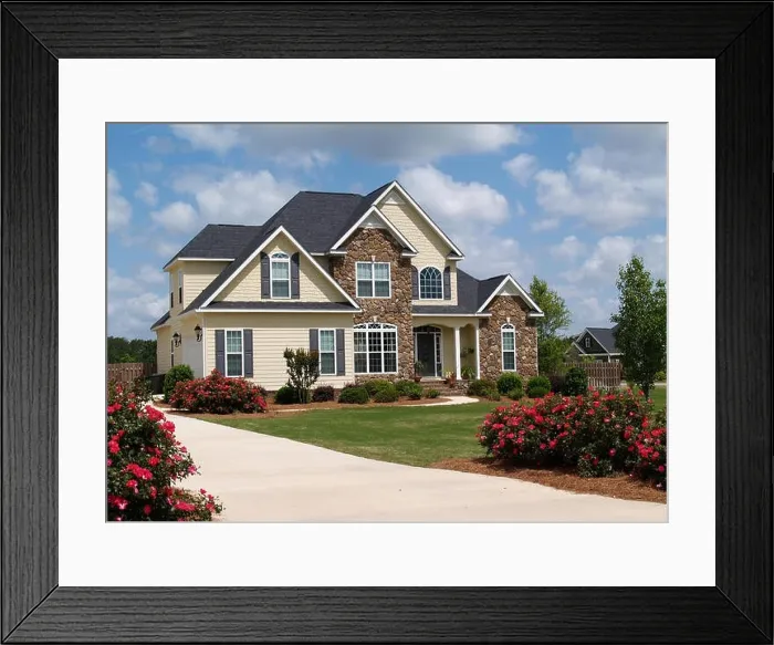 Framed Print : house building story outside driveway exterior two home private house building Framed Print : house building story outside driveway exterior two home private house building