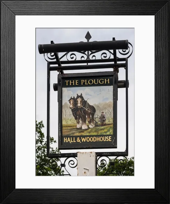 Framed Print : The Plough pub sign in Leigh, Surrey, UK Framed Print : The Plough pub sign in Leigh, Surrey, UK