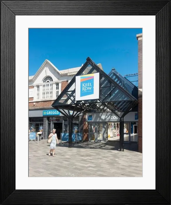 Framed Print : The entrance to the Keel Row shopping centre in Blyth town centre, Northumberland, England, UK Framed Print : The entrance to the Keel Row shopping centre in Blyth town centre, Northumberland, England, UK