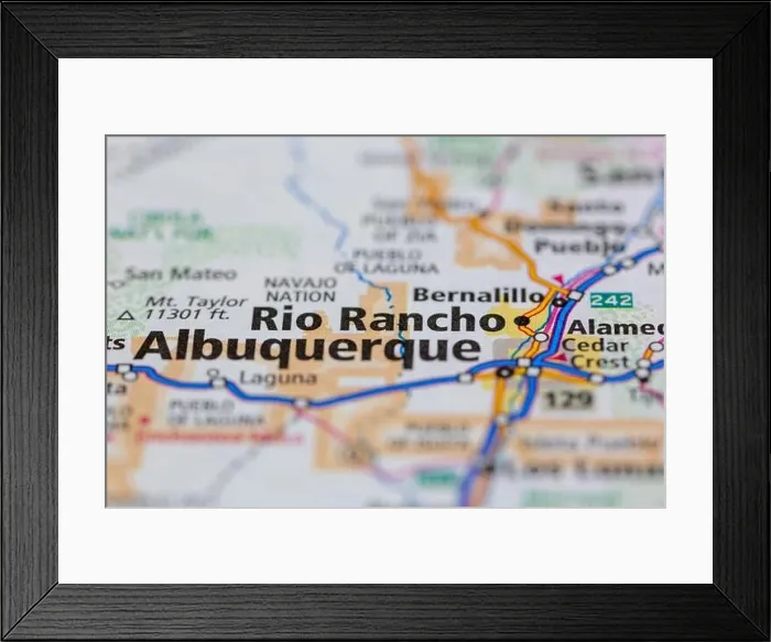 Framed Print : Rio Rancho New Mexico USA shown on a Geography map or road ma Framed Print : Rio Rancho New Mexico USA shown on a Geography map or road ma