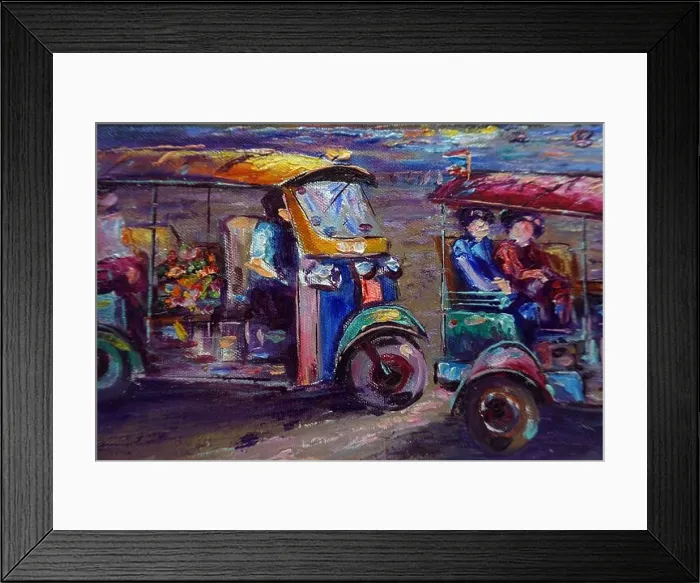 Framed Print : Art Oil painting Fine art Thailand Tuk Tuk car Framed Print : Art Oil painting Fine art Thailand Tuk Tuk car