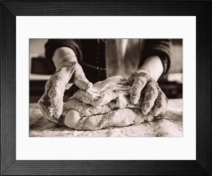 Framed Print : old italian grandma making pasta in the kitchen sepia effect Framed Print : old italian grandma making pasta in the kitchen sepia effect
