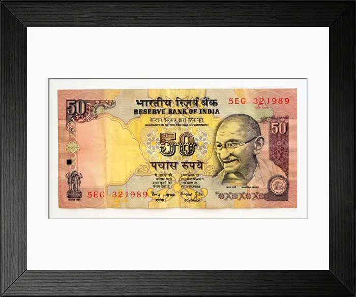 Framed Print : India 50 Fifty Rupee Bank Note Framed Print : India 50 Fifty Rupee Bank Note