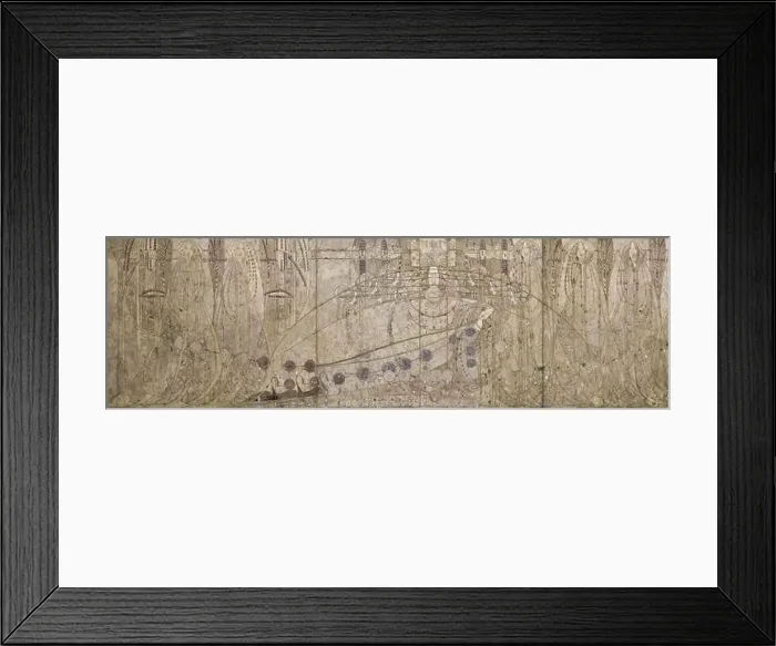 Framed Print : English: The Seven Princesses, a triptych of gesso panels by Margaret Macdonald Mackintosh. They display a scene from the fairy tale play by Maurice Framed Print : English: The Seven Princesses, a triptych of gesso panels by Margaret Macdonald Mackintosh. They display a scene from the fairy tale play by Maurice
