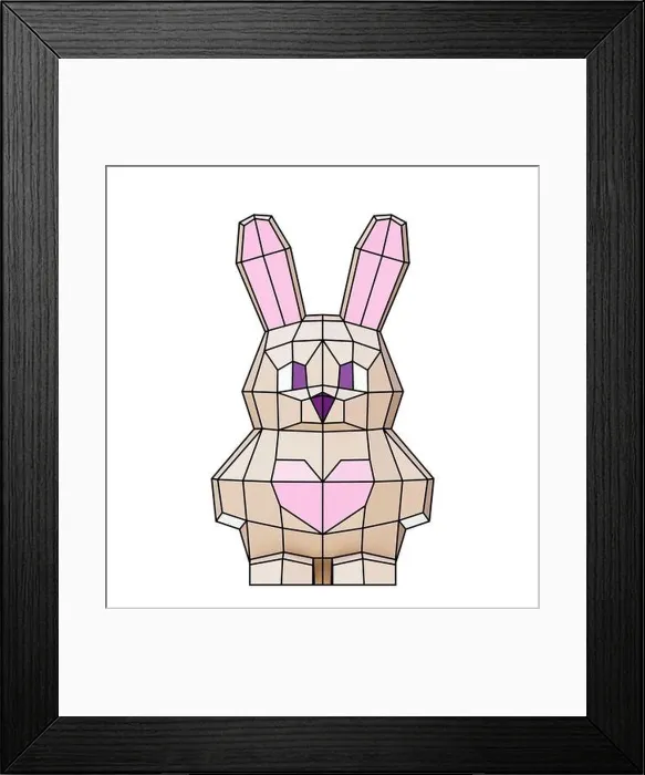 Framed Print : Low poly cute rabbit with heart, geometric style, 3d rendered Framed Print : Low poly cute rabbit with heart, geometric style, 3d rendered