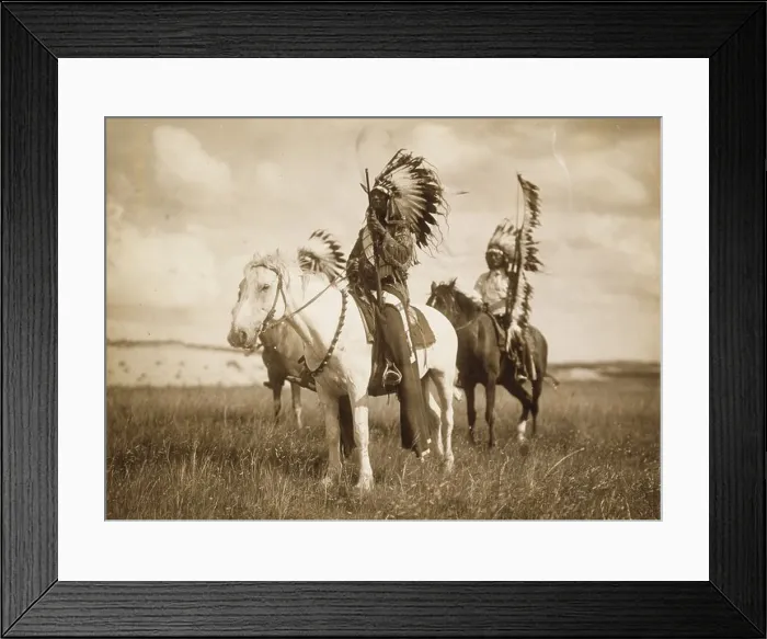 Framed Print : Sioux Chiefs on Horseback in full War Regalia Framed Print : Sioux Chiefs on Horseback in full War Regalia