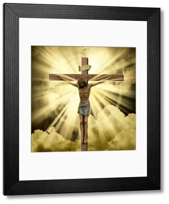 Framed Print : Jesus Christ on the Cross with Clouds Framed Print : Jesus Christ on the Cross with Clouds