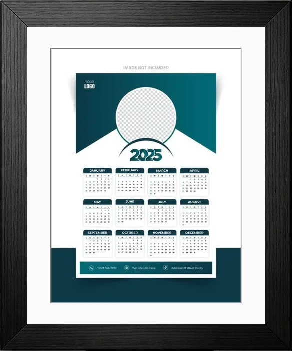 Framed Print : 2025 Calendar Design Template with beautiful background Framed Print : 2025 Calendar Design Template with beautiful background